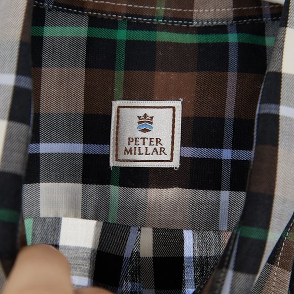 Peter Millar Plaid Cotton Button Down Men's Large - Picture 4 of 7